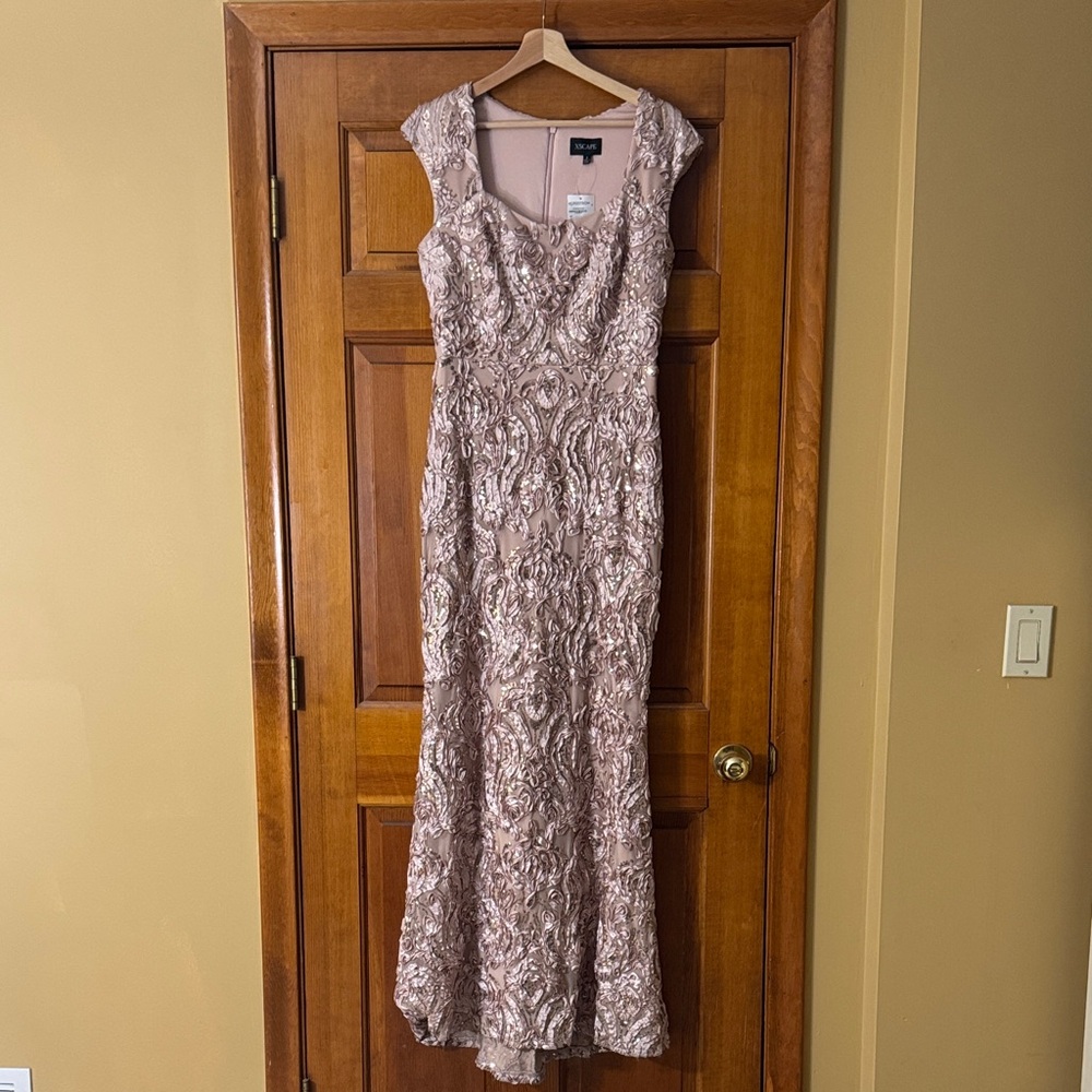 Xscape Mauve Embroidered Maxi Dress